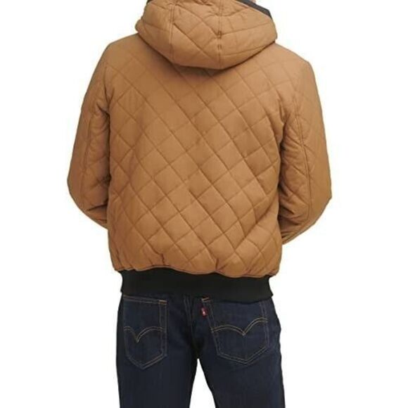 Levi's Men's Sz M Brown/Black Diamond Quilted Sherpa Lined Bomber Jacket - Picture 2 of 15
